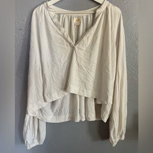 Maeve Split-Neck Pleated‎ Blouse. Size Large. Anthropologie. 100% cotton